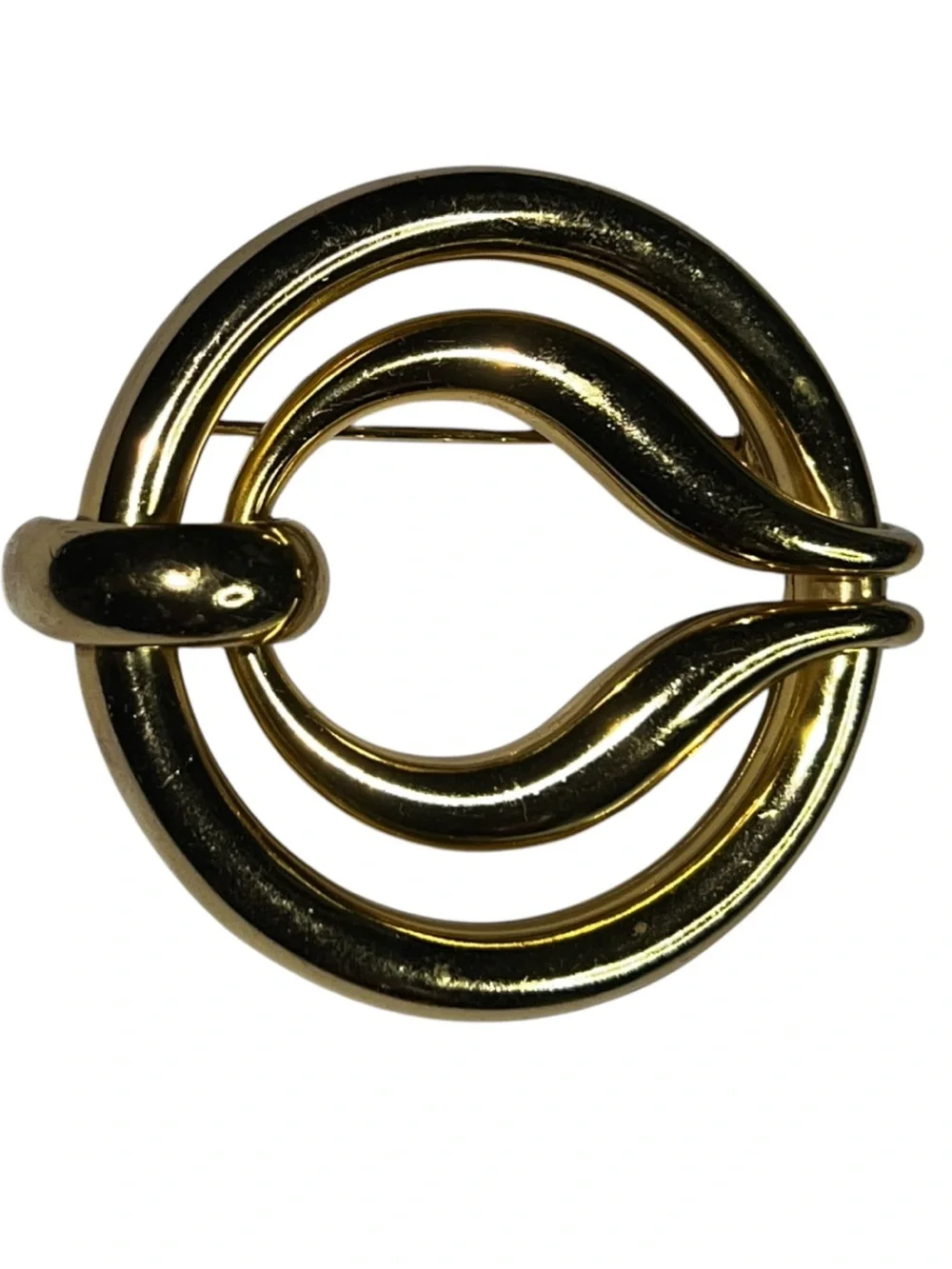 Vintage Henkel & Grosse Classic Gold-Tone Circular Pin Brooch